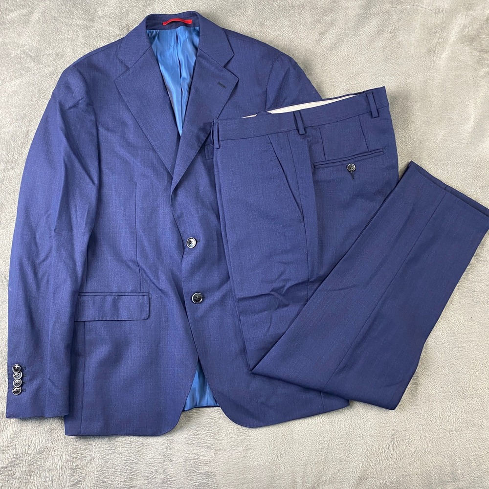 Vitale Barberis Canonico Suit Mens 48 6R 38(US) Blue Lebole Wool 2-Piece Wedding